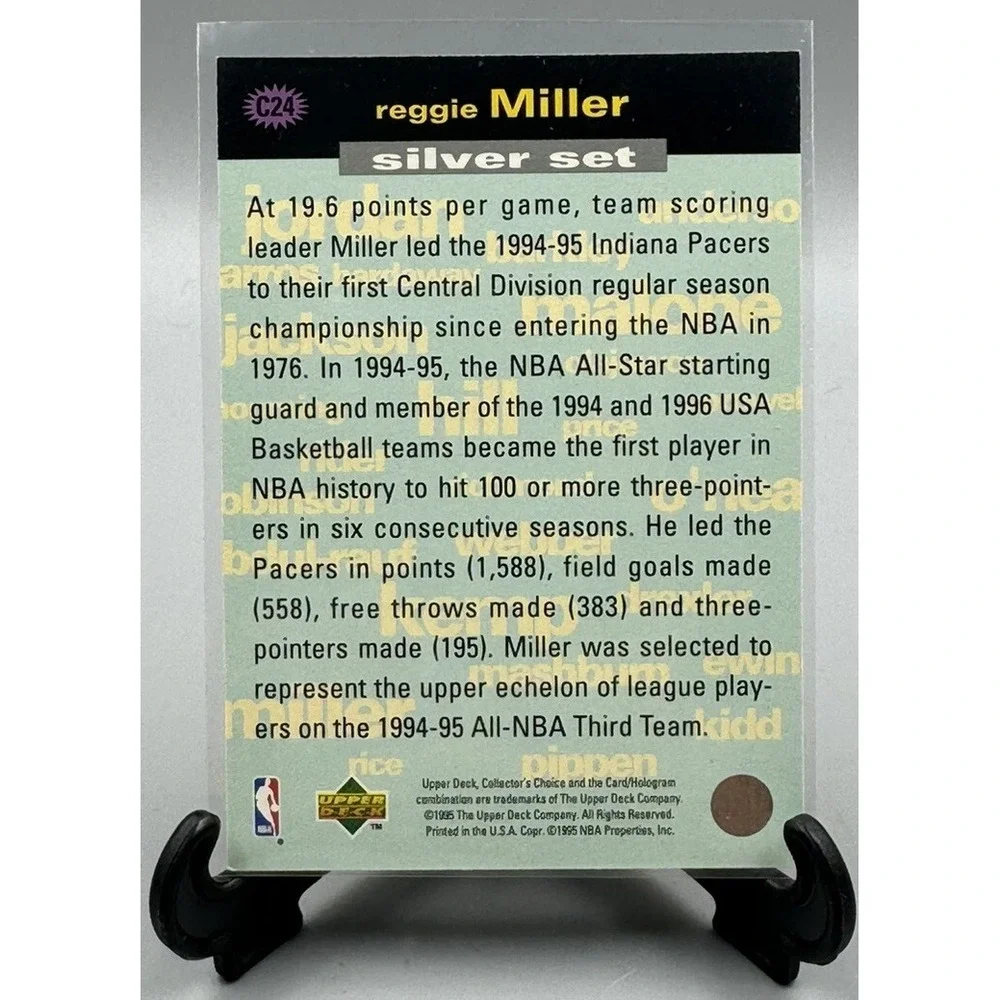 Reggie Miller You Crash‎ The Game Silver Set 1995 Upper Deck Card # C21